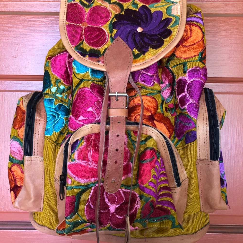 Mexican embroidered backpack